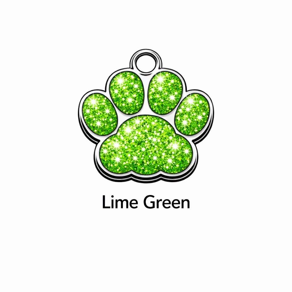 Deep Engraving Glitter Paw Pet ID Tag, Custom Engraved Dog Tags Personalized