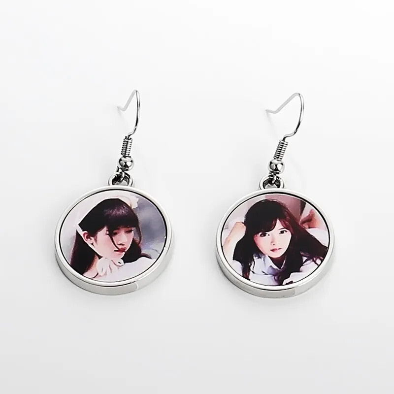 Sublimation Blank Metal round earrings DIY heat trasnfer printing 1 pair