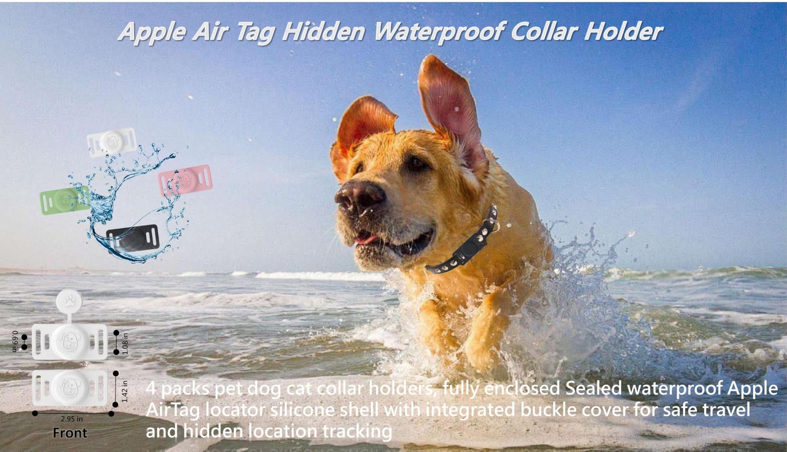 4 Pack Air Tags Dog Collar Holder,Waterproof Silicone Protective Cover for Ap…