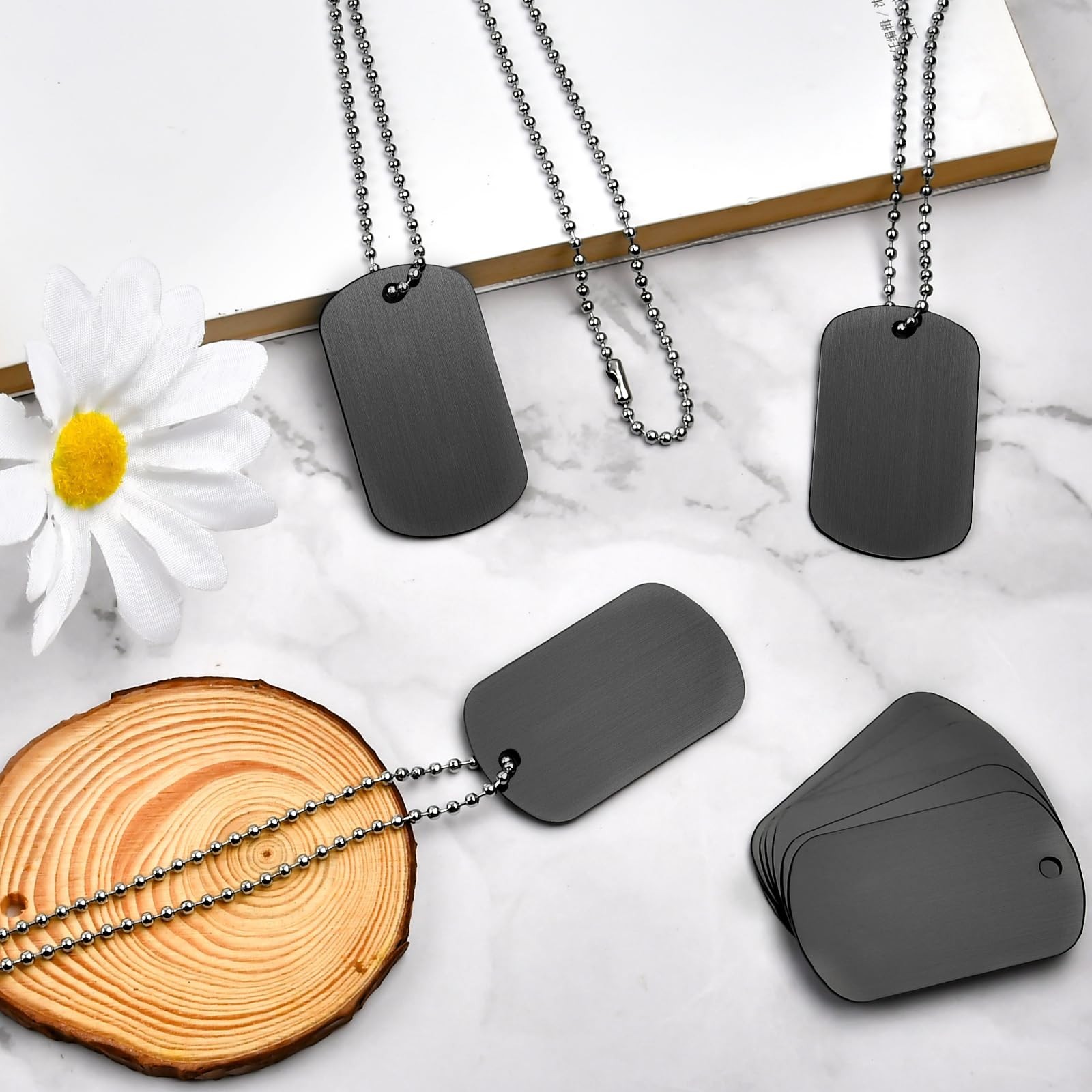 200Pcs Military Dog Tags Set – Blank Metal Stamping Tags + Steel Chains for DIY