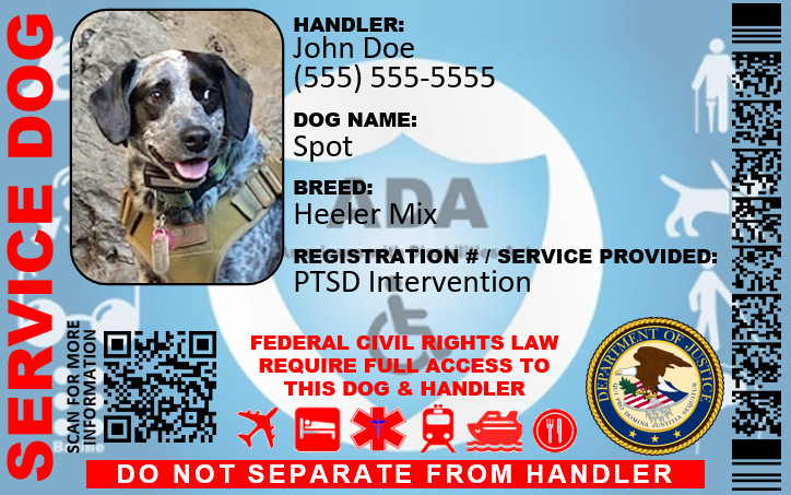 ADA HOLOGRAPHIC SERVICE DOG ID DUAL SIDED CUSTOMIZABLE PHYSICAL & DIGITAL CARD