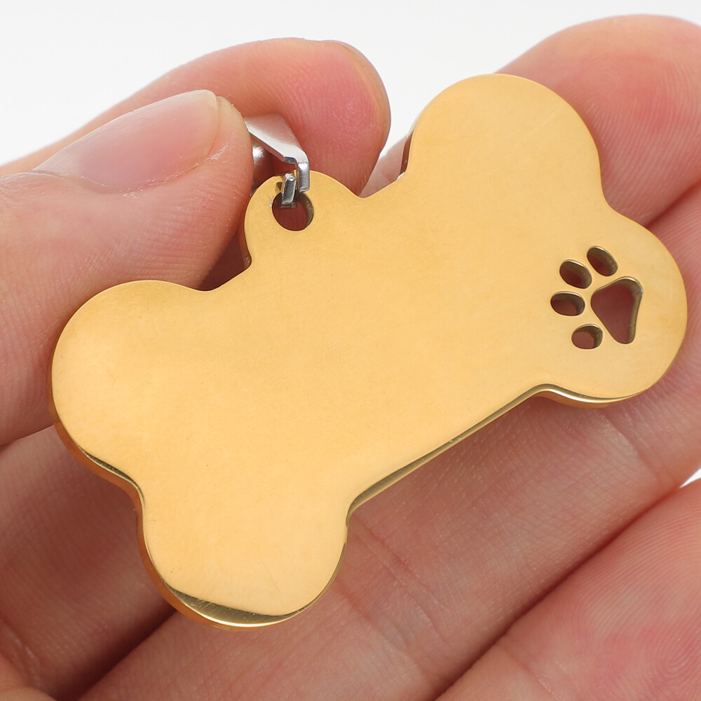 5PCS Cartoon Bone Shape Dog Tag Stainless DIY Pet Hanging Tag Blank Pet Name Tag
