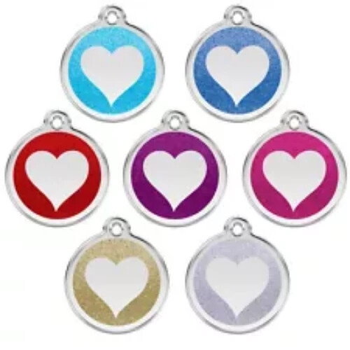 Dog Cat Pet – Red Dingo – Dog ID Tag Charm – Lifetime Guarantee – Glitter Heart