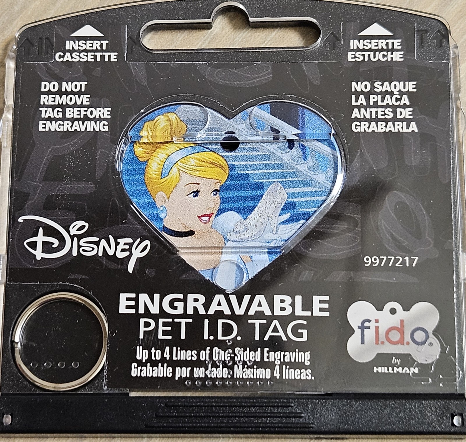 DISNEY ENGRAVABLE PET I.D. TAG HEART SHAPE CINDERELLA PRINCESS fi.do. NWT