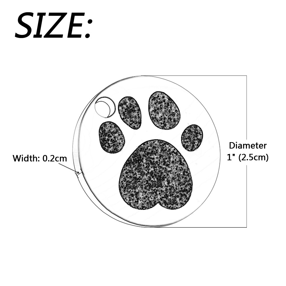Glitter Paw Dog Tag Bling Rhinestones Personalized Custom Name ID Engraved Cat
