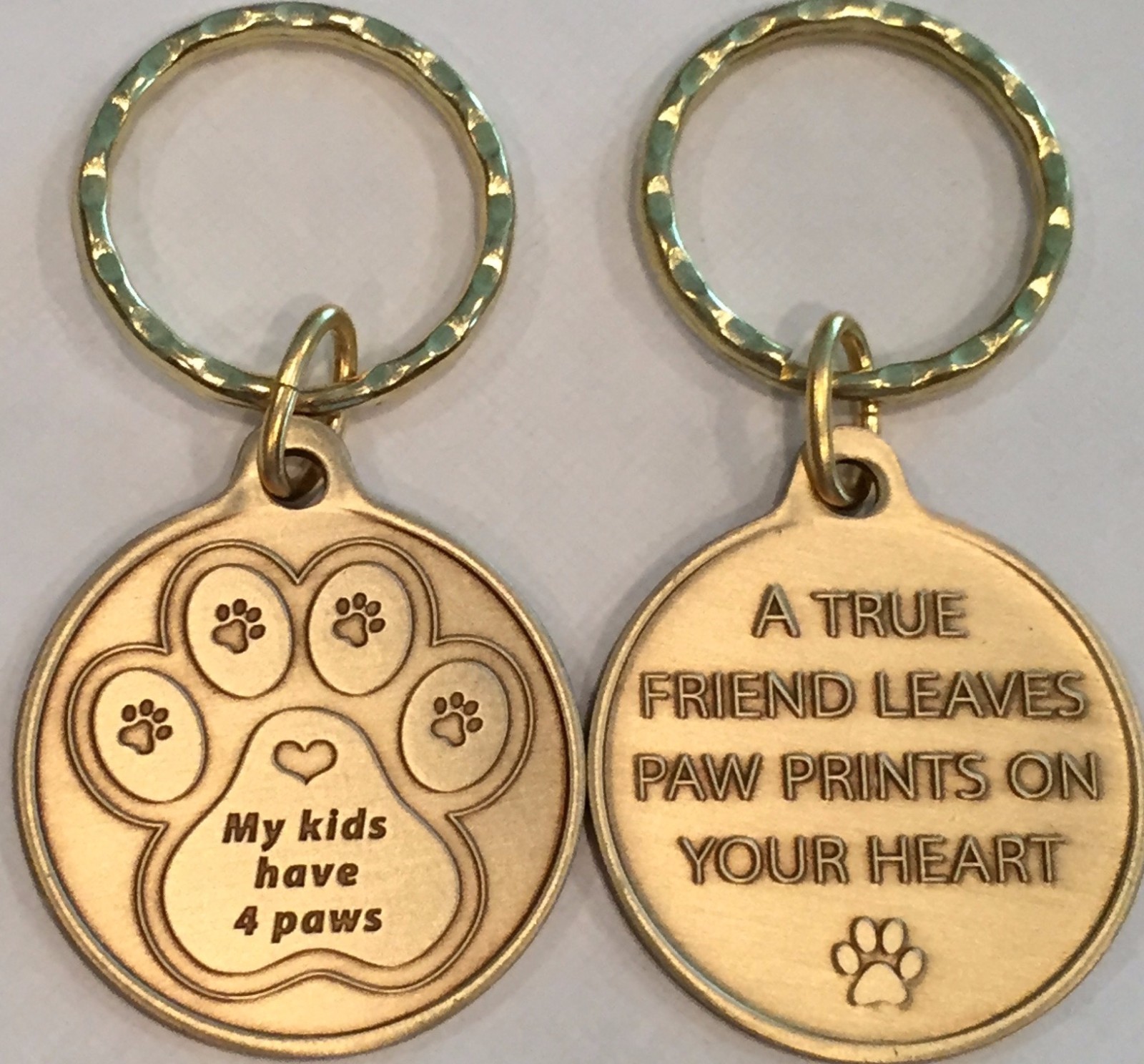 My Kids Have 4 Paws Heart – A True Friend Dog Pet Key Chain Tag Keychain Bronze