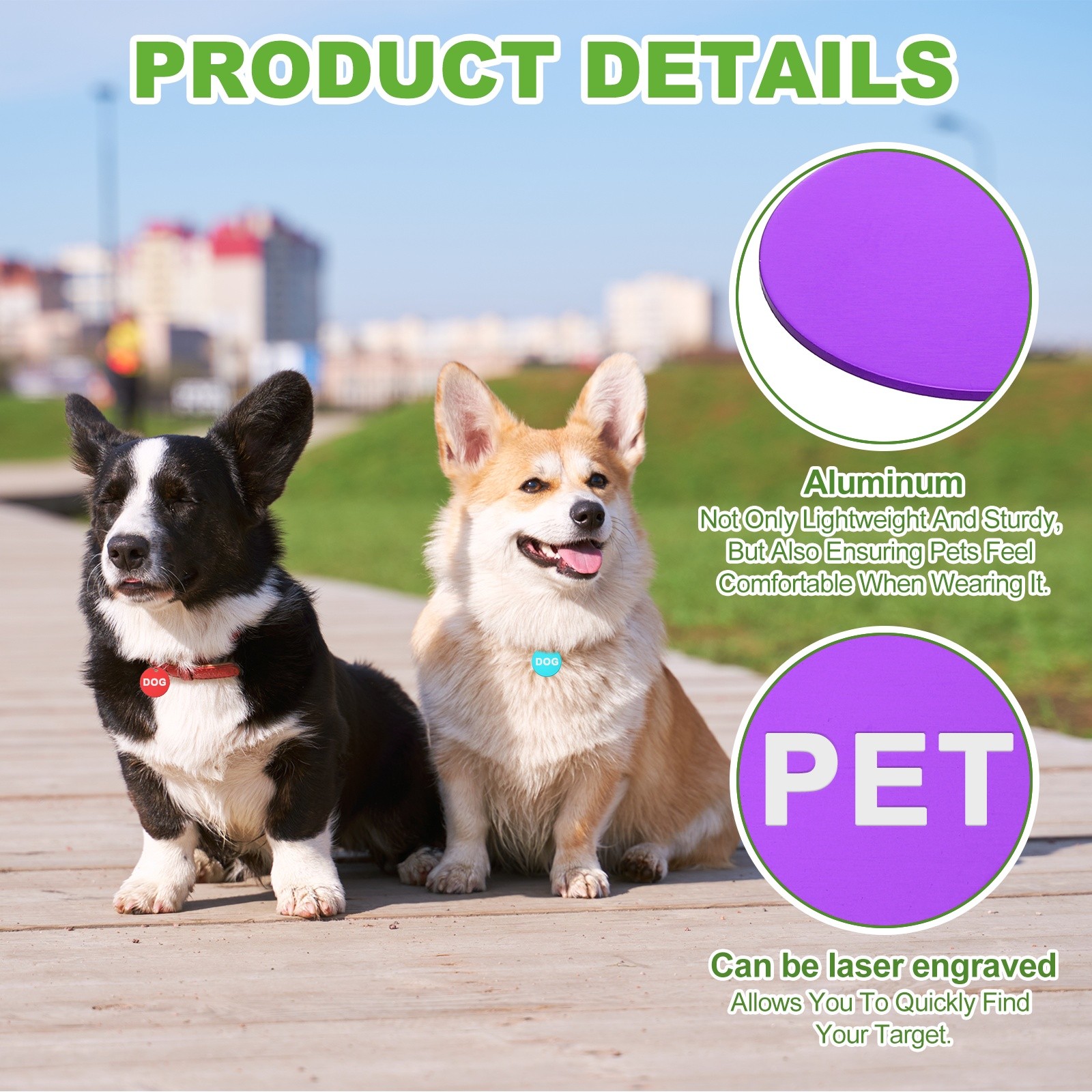 10pcs Dog Pet Tags 25mm Round Aluminum Engraving Blanks Tags, Purple