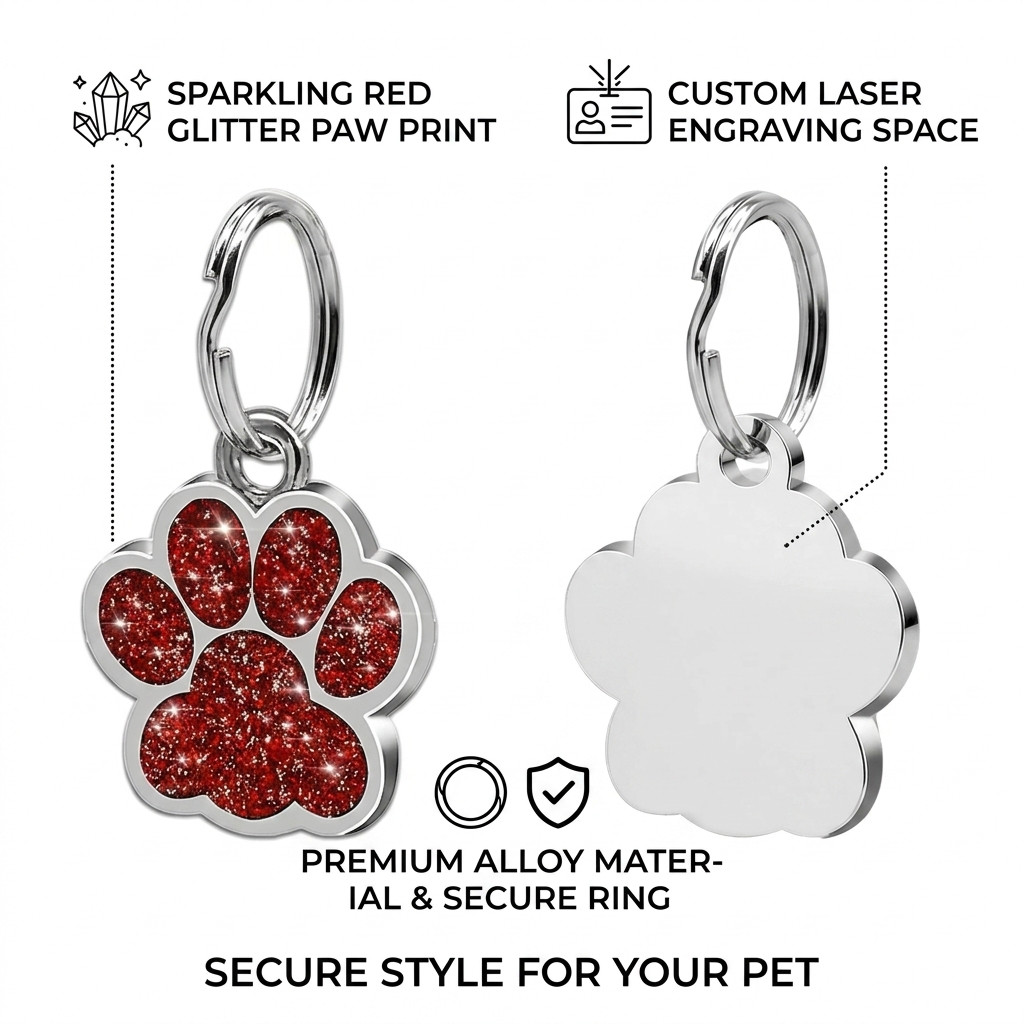 Personalized Dog Tag Engraved Cat Pet ID Name Collar Glitter Puppy Tag Custom