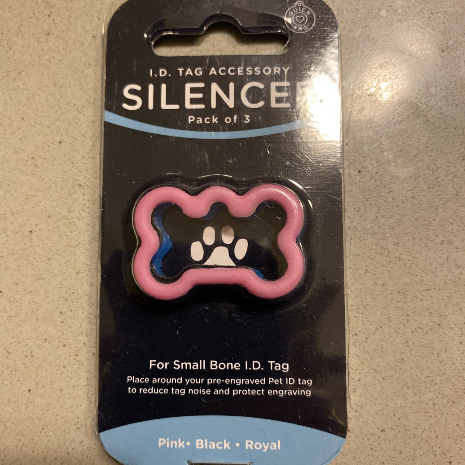Portable Pet ID Tag Silencer Cover 3Pieces Dog Tag Holder Small Pink Bone
