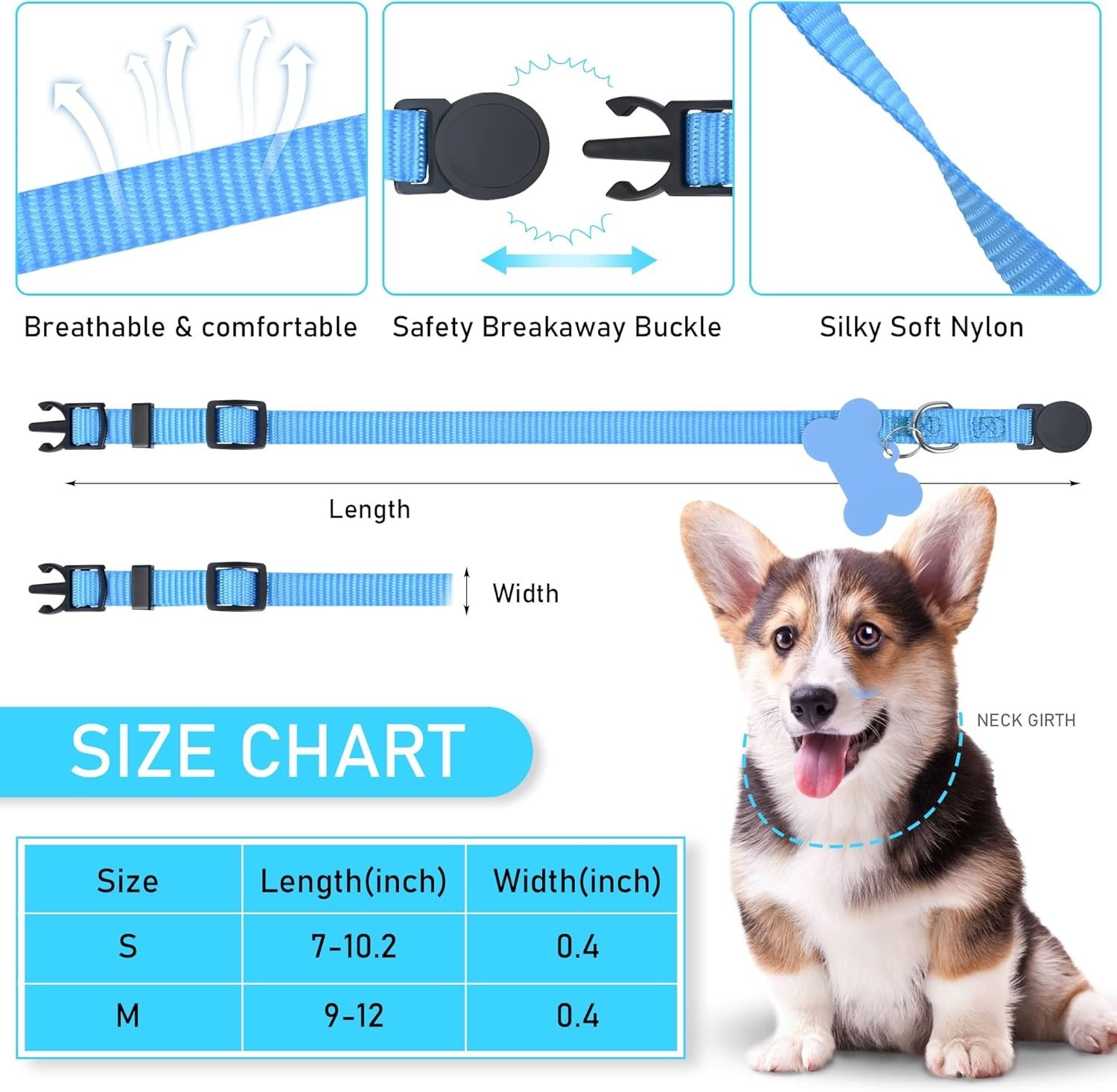 Adjustable Breakaway Puppy Collars – Assorted Colors with ID Tags Set of 12