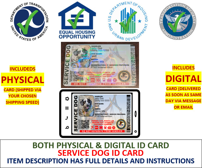 HOLOGRAPHIC SERVICE DOG ID CARD – CUSTOMIZABLE 1 SIDED PHYSICAL & DIGITAL LJ