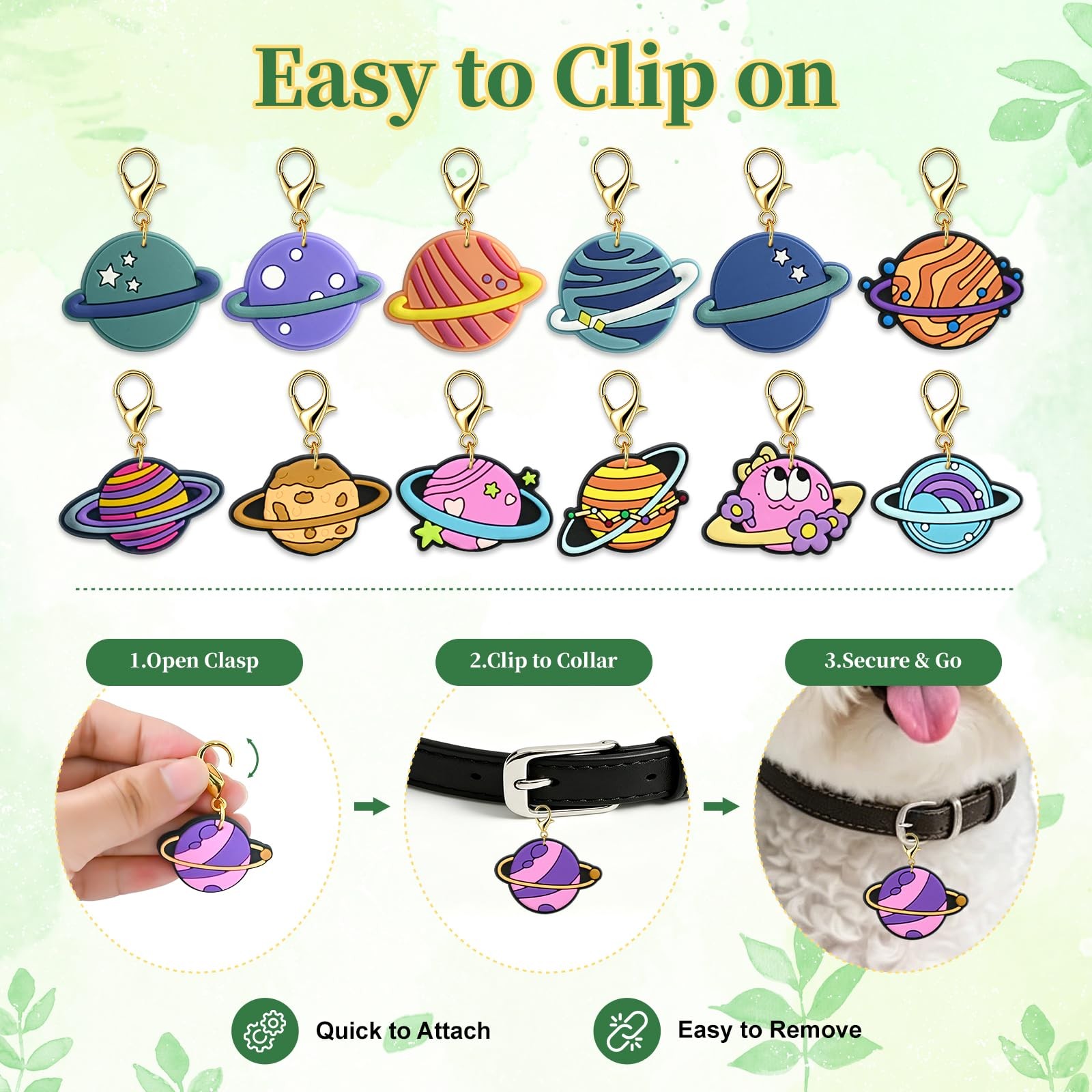 ZORFAN dog cat collar charms space 20pc