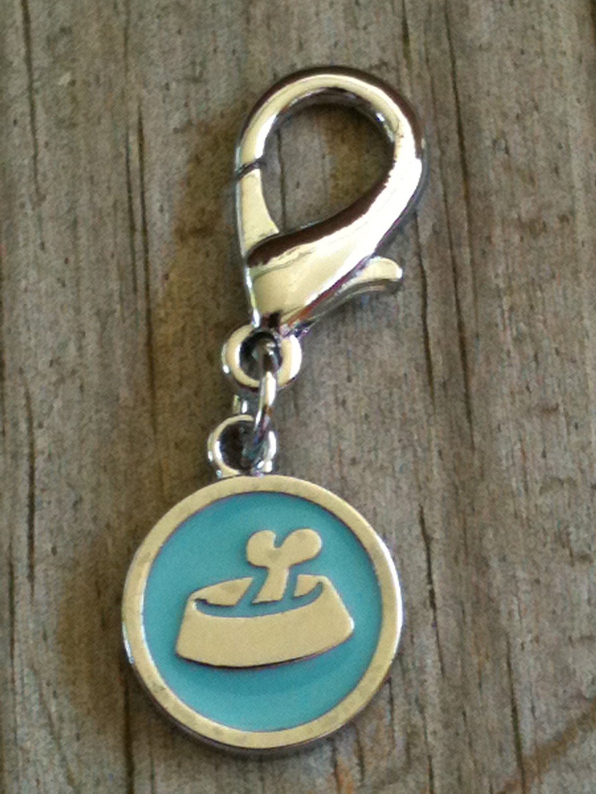Teal Circle Dish Dog Collar Charm / Zipper pull