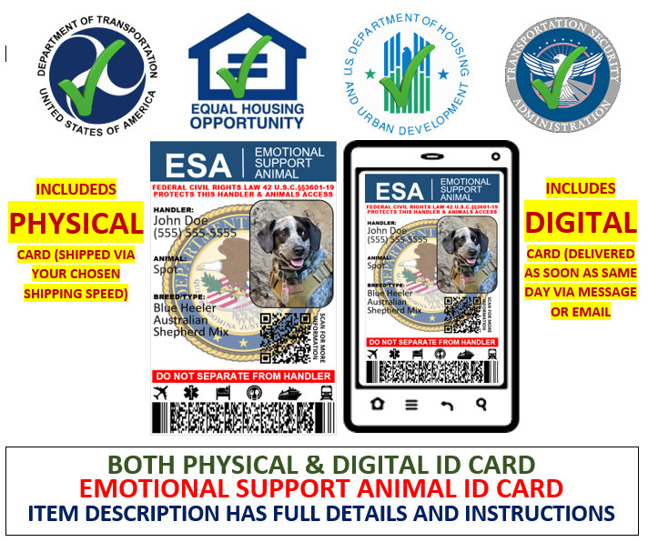 HOLOGRAPHIC EMOTIONAL SUPPORT ANIMAL ID ESA 1 SIDE ONLY