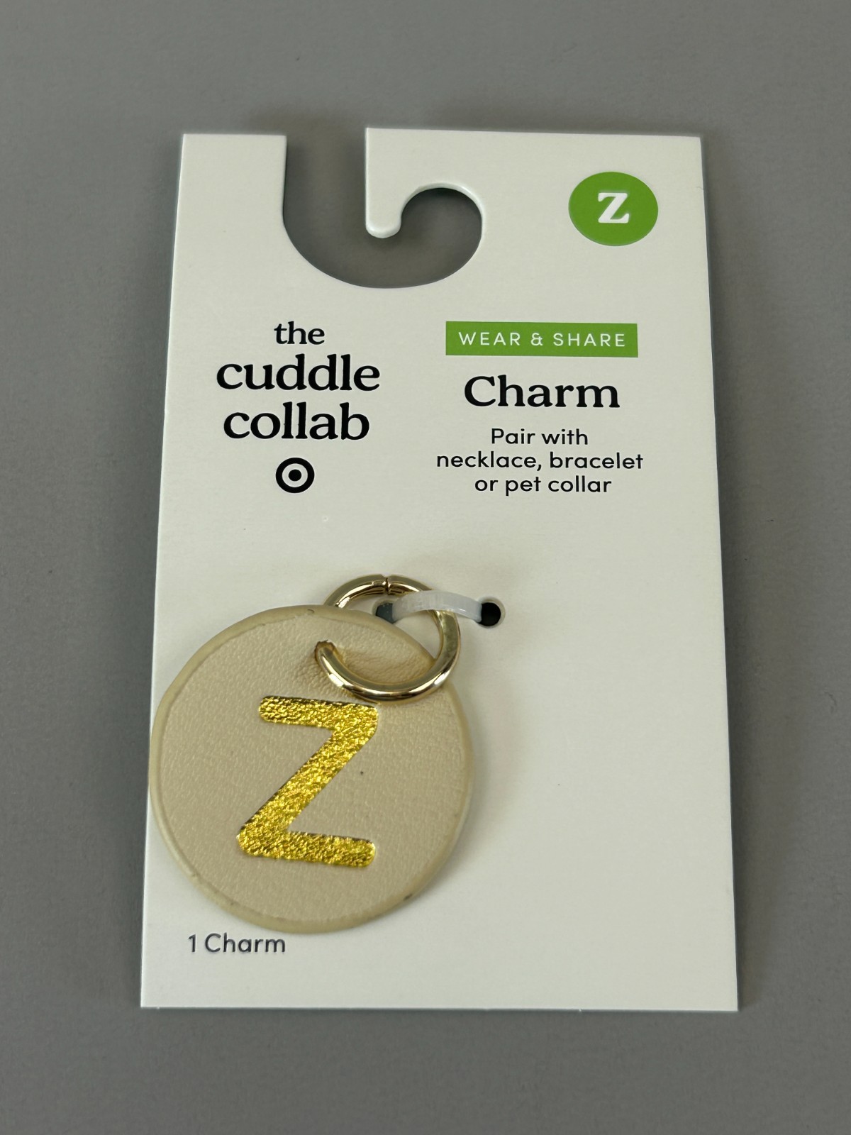 “Z” Monogram The Cuddle Collab Wear Share Letter Charm Faux Leather Beige Tan