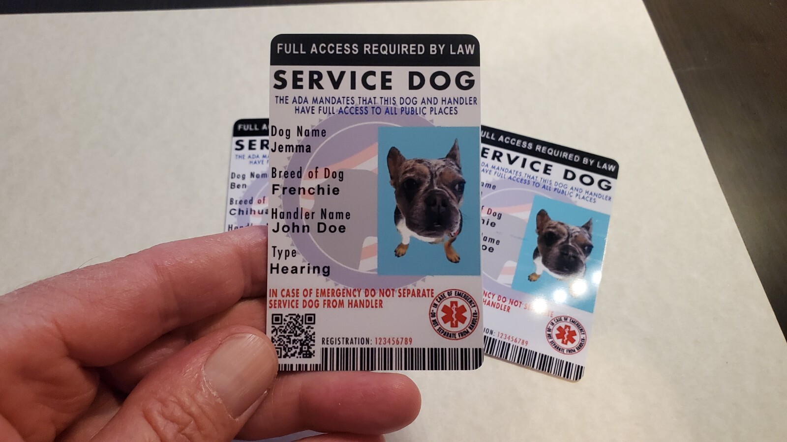 Customized Service Dog ADA and ESA ID Card – Made to order
