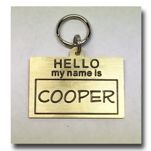 “Hello My Name Is” Pet ID Dog Name Tag Free Engraving Brass Copper Nickel Silver