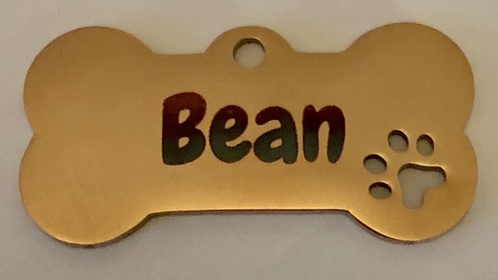 Dog Tag Personalized Custom Engraved – Bone w/ Paw (Choice of Color) 2 Sided
