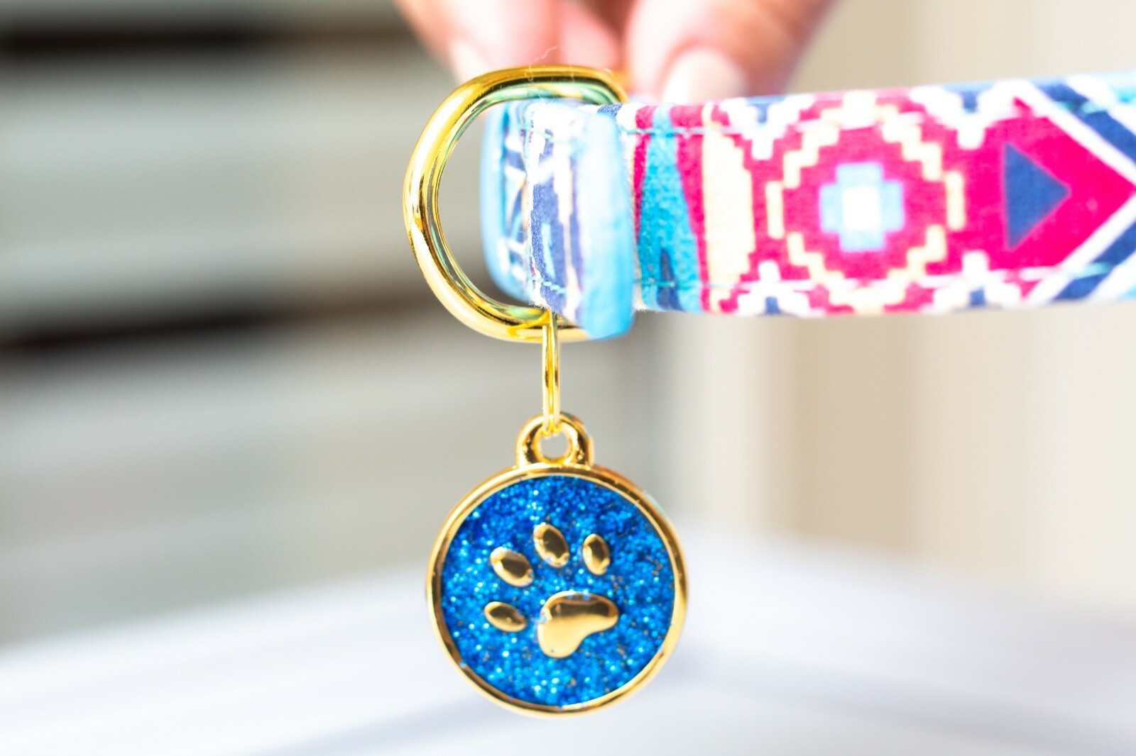 Personalized Stainless Steel Cute Sparkly Shiny Bling Paw Collar Tag Lost Dog