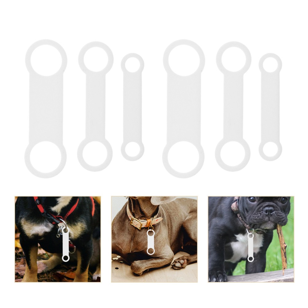 6 Pcs Pet Dog Tag Belt Id Tags for Dogs Silicone Holder Band Engraving