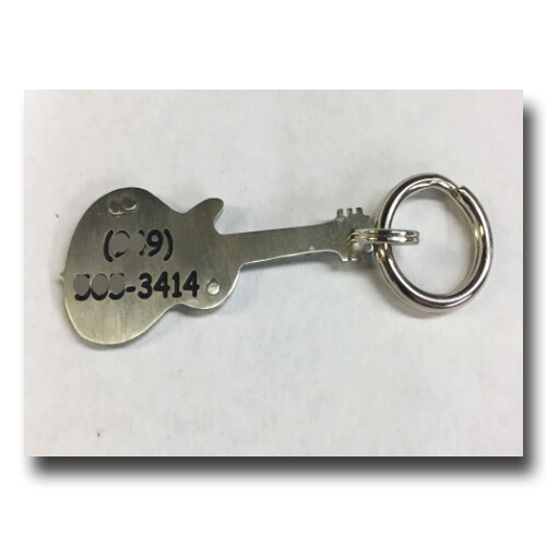Guitar Shaped Pet ID Dog Name Tag Music Lover Free Engraving Brass Nickel SIlver