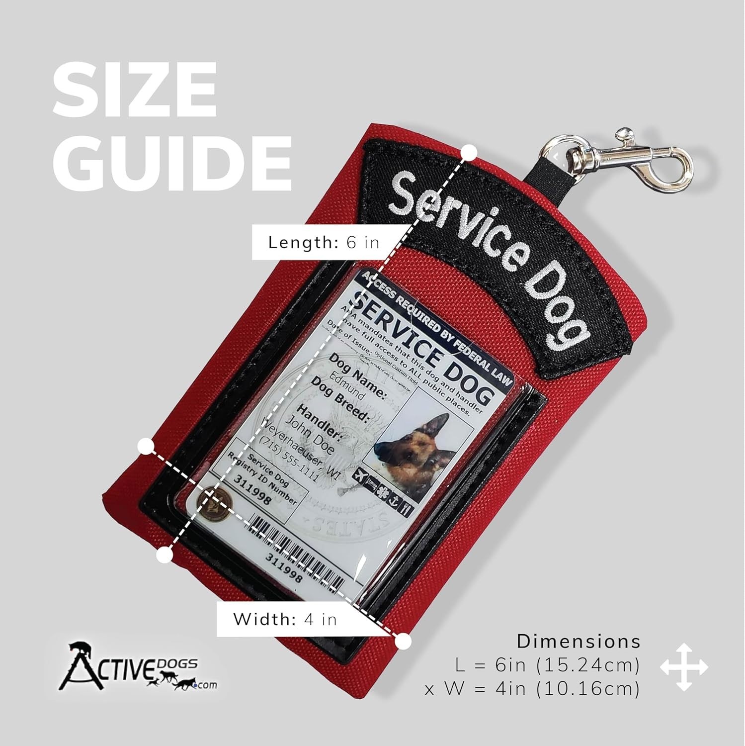 Red Service Dog ID Pouch – Compact Zippered Holder with Visibility Features