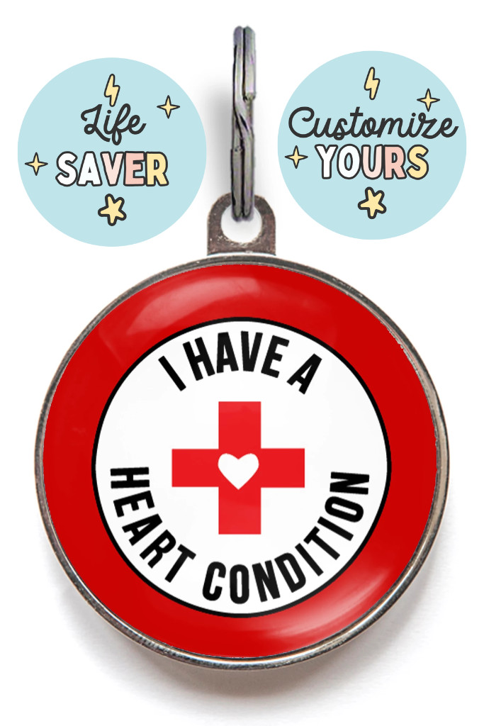 Heart Condition Dog Tag – Premium Medical Pet ID Red Cross Design – Won’t Chip