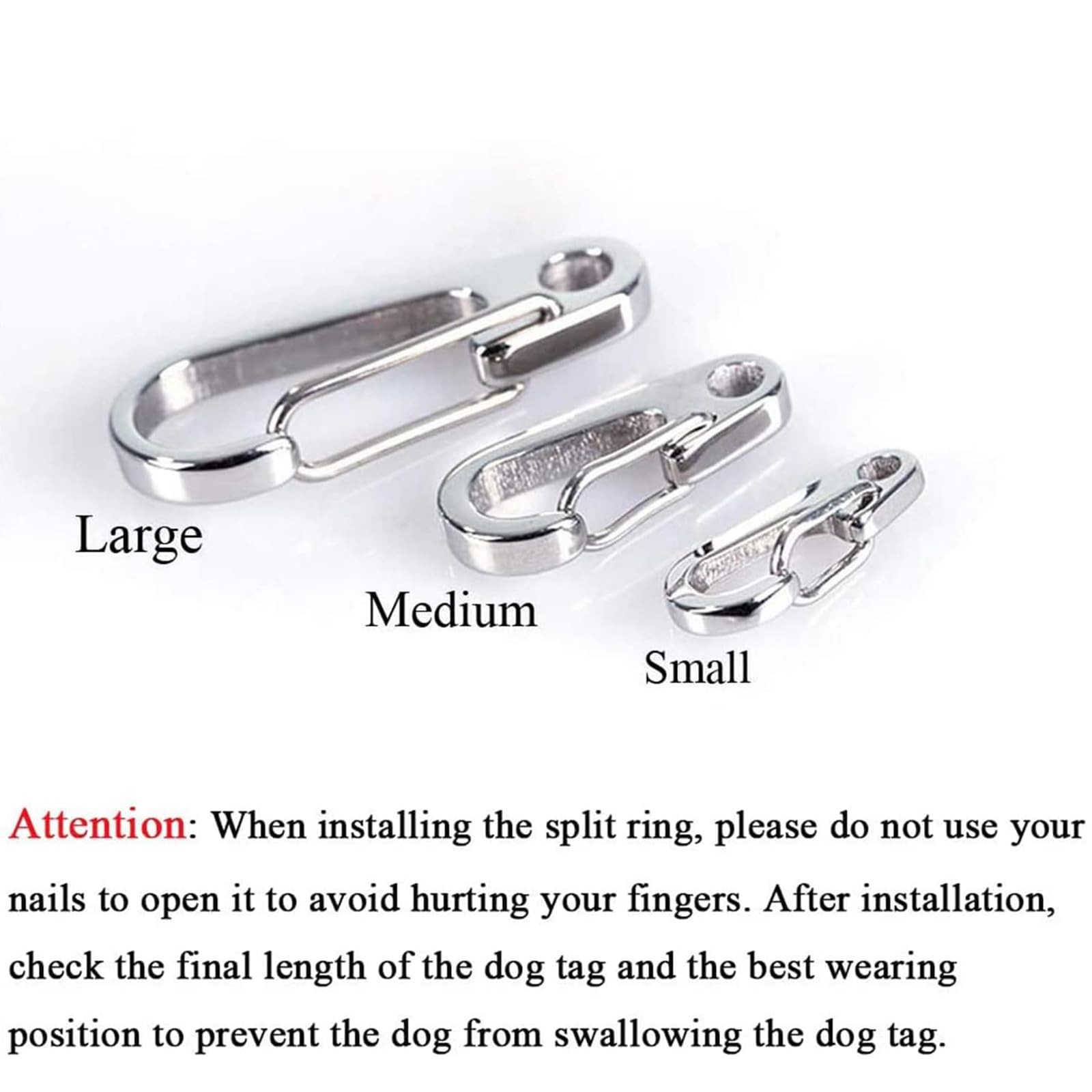 Dog Tag Clips / 2 Pack/Multiple Size 304 Stainless Steel Quick Clip with Ring…