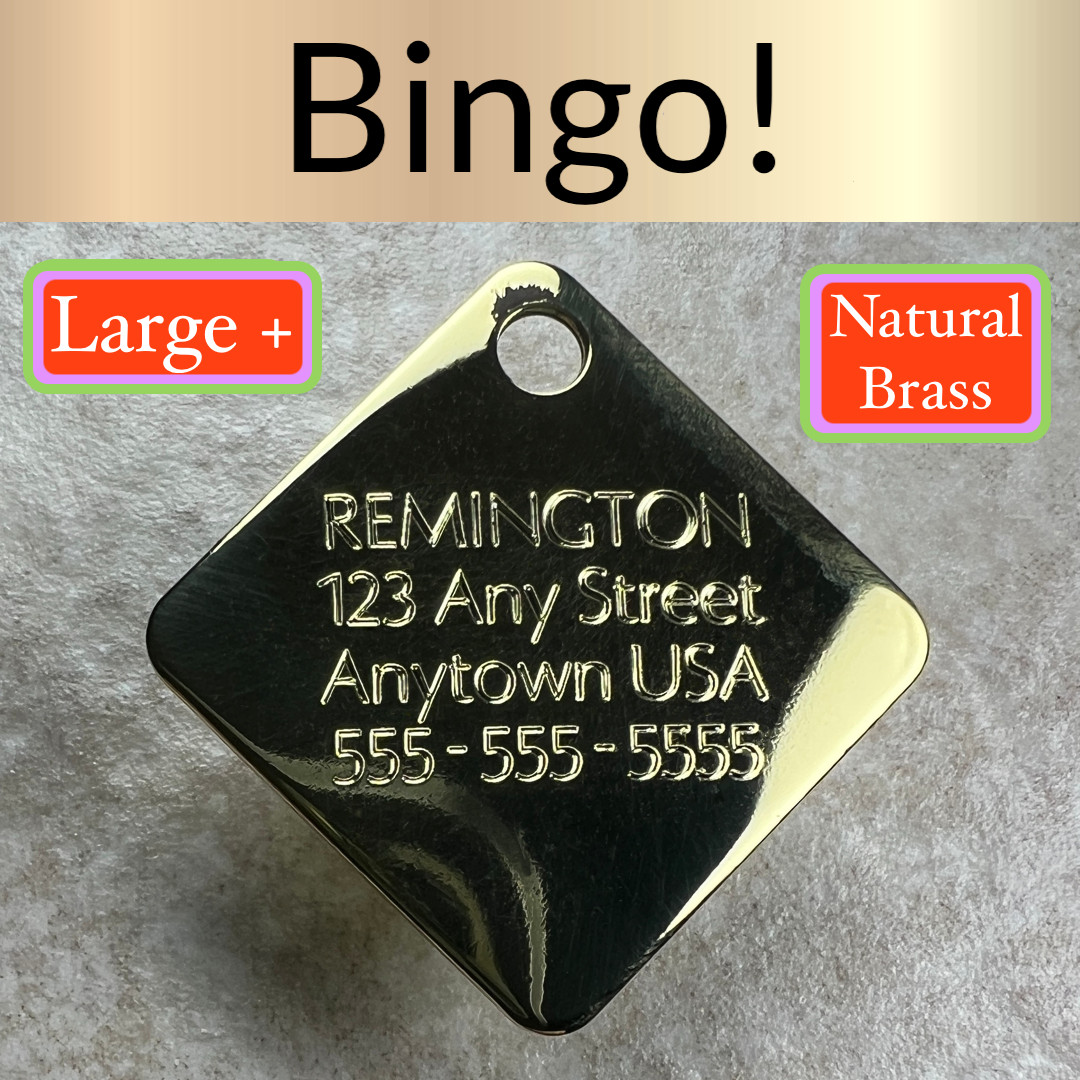 Custom Engraved Dog Tags Personalized Dog Pet Tags Engraved BRASS DIAMOND DOG