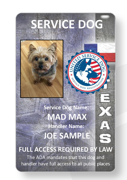 Texas 2 Service Dog/Emotional support/Therapy Dog ID card