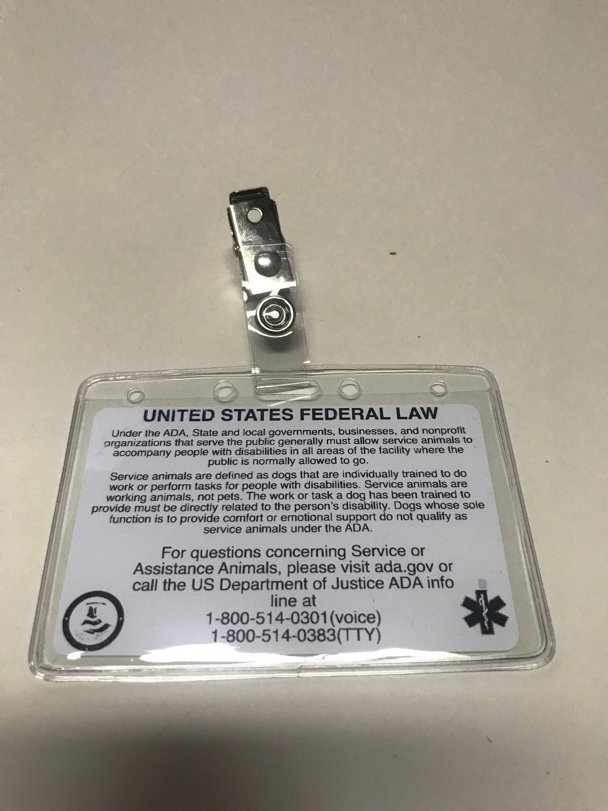 Customize Service Dog ID Card Badge ESA ADA EMOTIONAL SUPPORT THERAPY fit holder