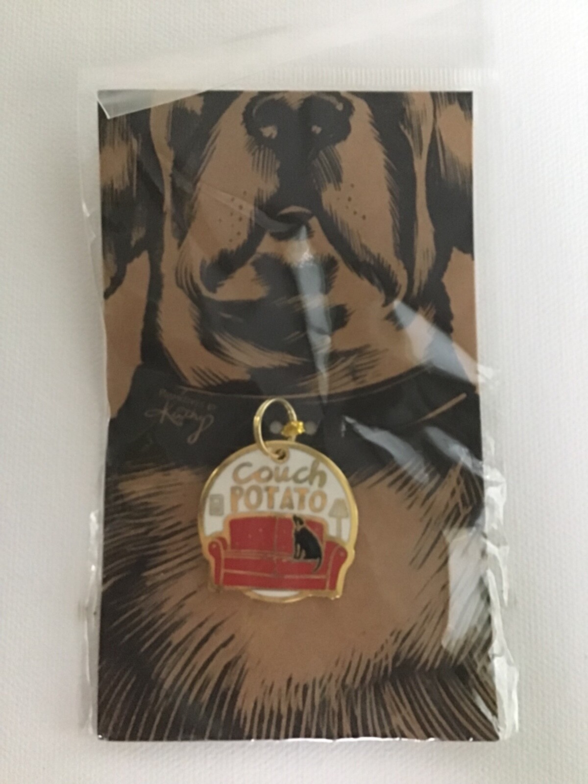 Primitives by Kathy Pet DOG Collar Metal & Enamel Charm – Couch Potato