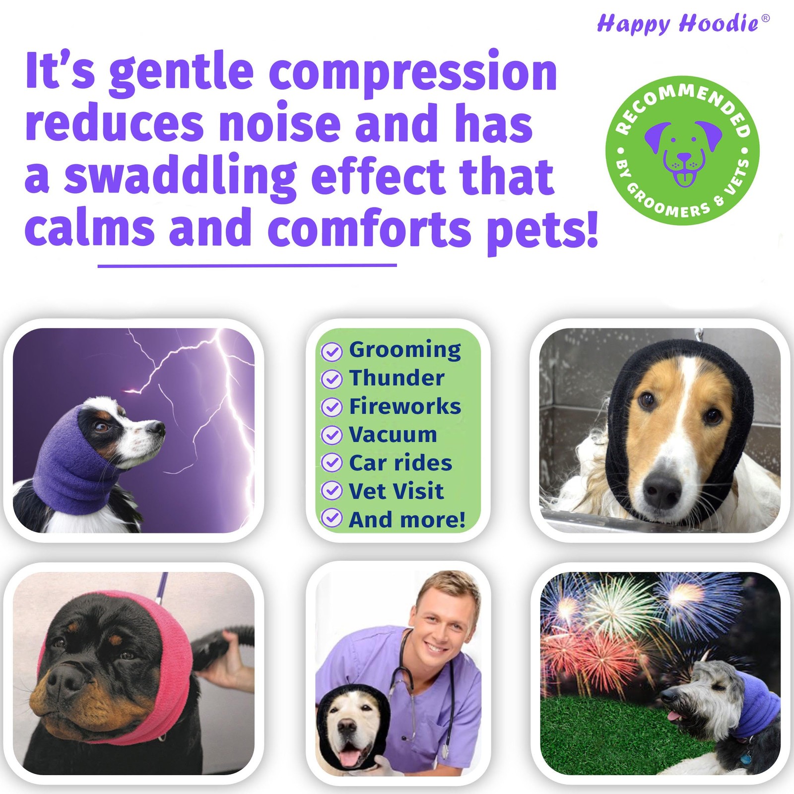 Happy Hoodie The Original Dog & Cat Calming Band – American Brand Small, Pink
