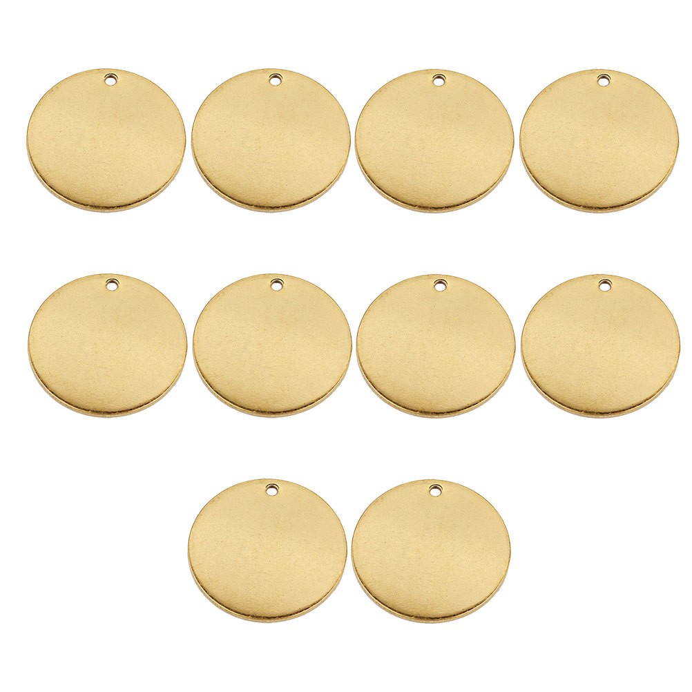 10 Pcs Stainless Steel Dog Tag Blank Round Tags DIY Jewelry Pendant