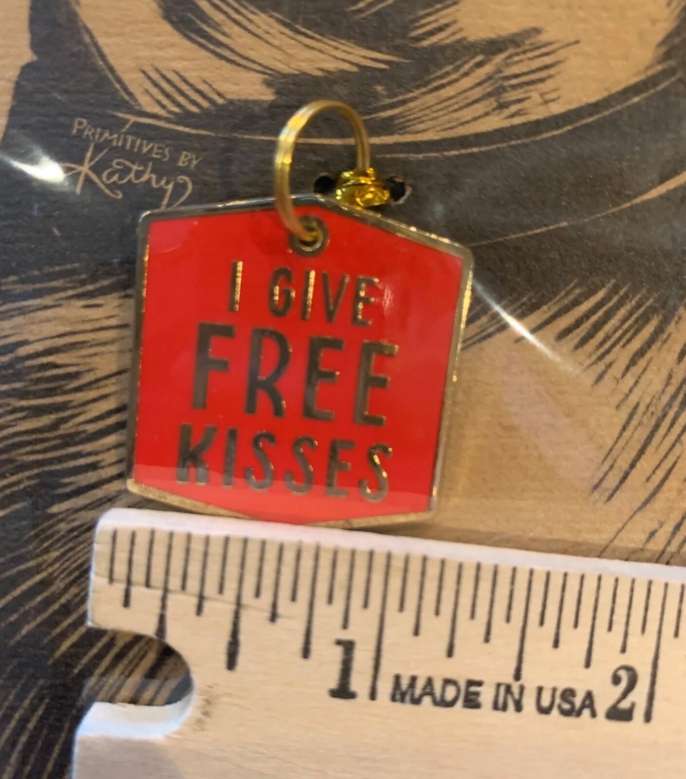 Primitives by Kathy I GIVE FREE KISSES Metal Enamel Collar Pet Charm Dog Puppy