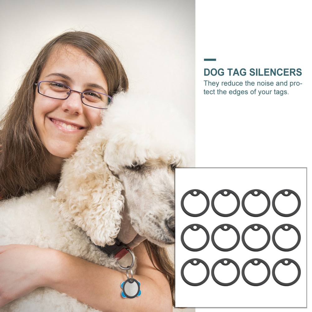 12Pcs Black Dog Tag Silencers Stretch Over Military Tags to Reduce Sound