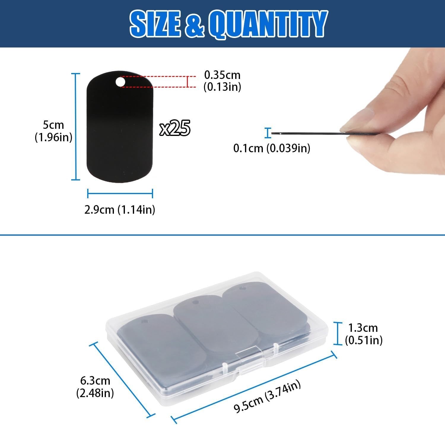 25 Pcs Aluminum Tags for Engraving,Rectangle Stamping Blanks Tags,Black Milit…