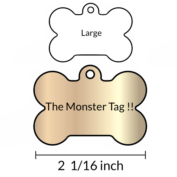 Custom Engraved Dog Tags Personalized Dog Collar Pet Bone Tag BRASS EXTRA LARGE
