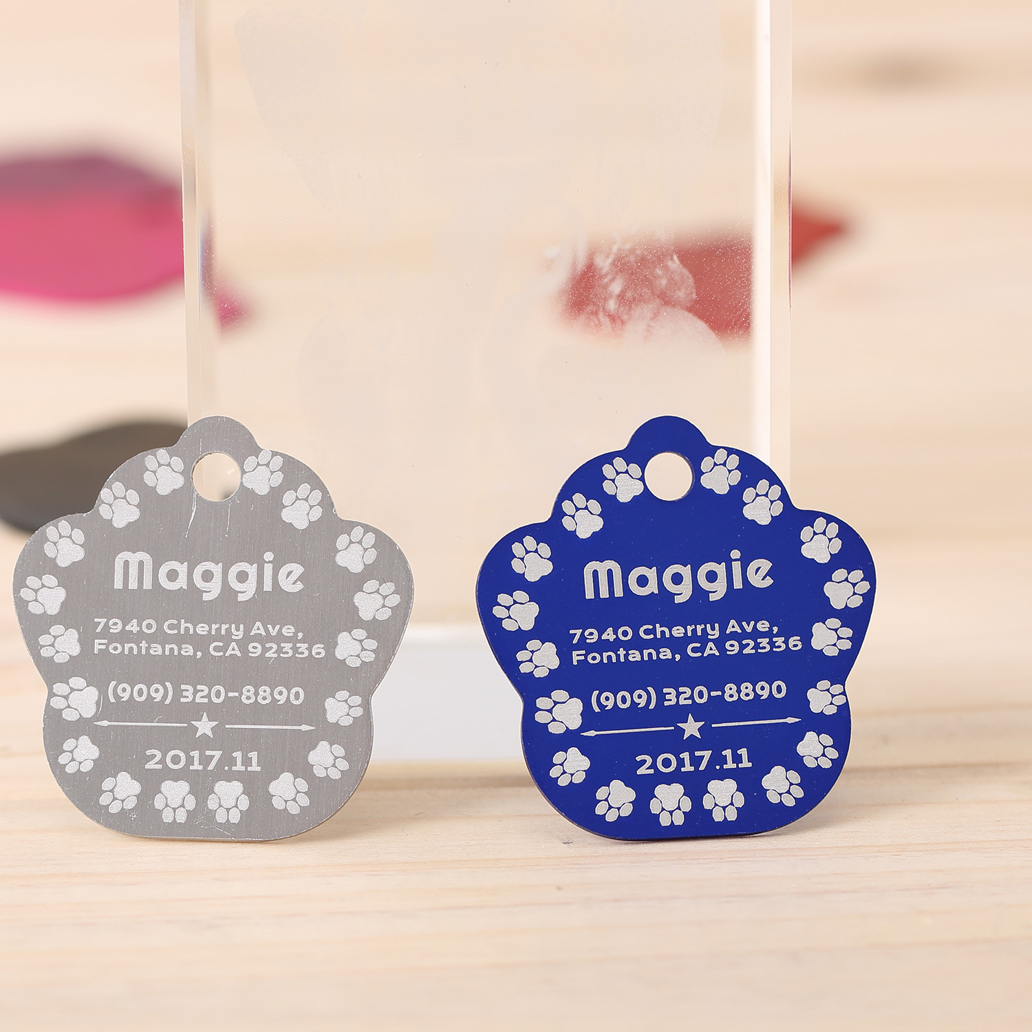 CUSTOM ENGRAVED PERSONALIZED PET TAG ID DOG CAT NAME TAGS WITH BELL ENGRAVED