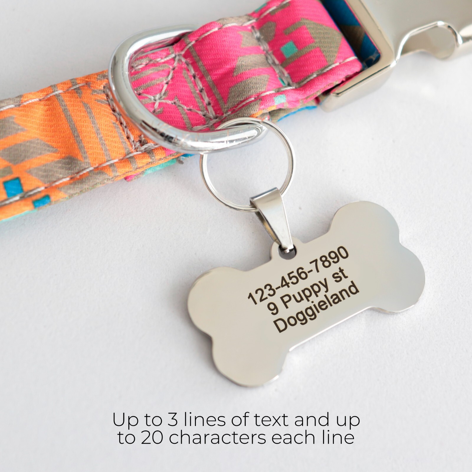 Personalized Stainless Steel Cute Shiny Bling Custom Bone Shape Pet Tag ID