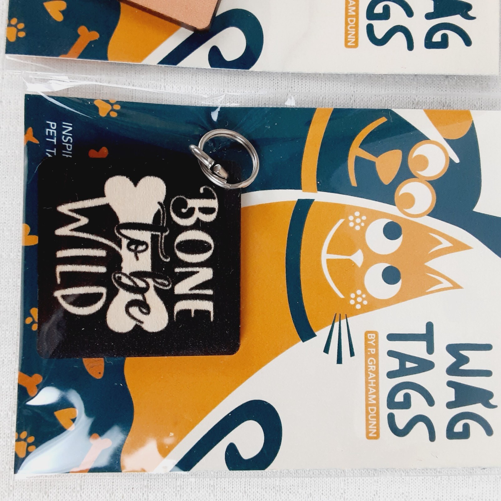 P Graham Dunn WAG TAGS Pet Collar Charms Wooden Square 1.5″ Assorted Lot of 4