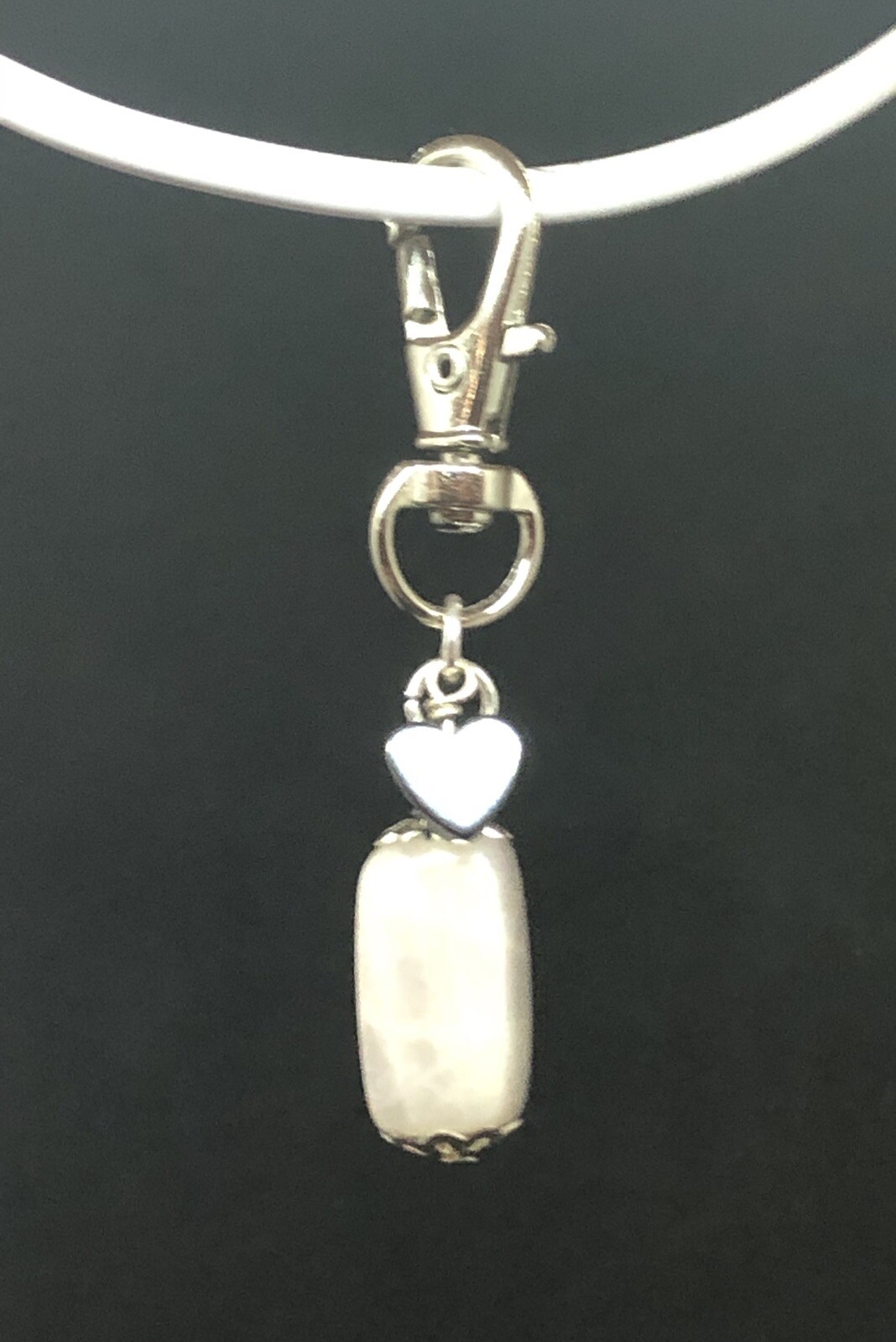 Rose Quartz Healing Pet Charm, Heart Gemstone Collar Charm, Crystal Collar Charm