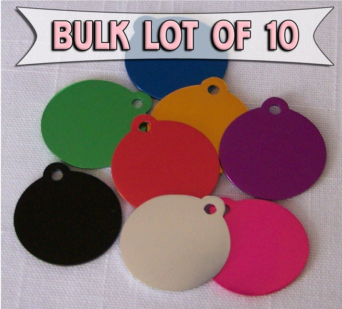 Bulk lot 10 (Ten) round Pet ID Identification tag Custom Engraved Rescue Dog