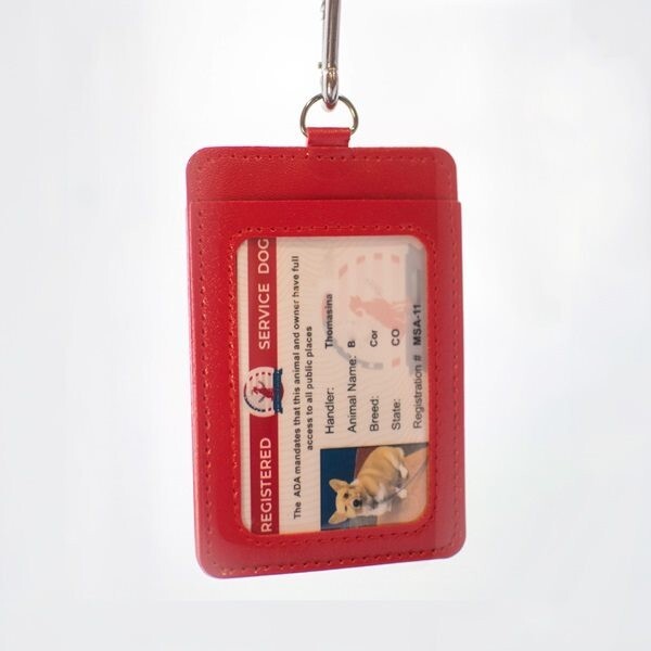 ID Holder For Assistant Animal | Carabiner Clip-On Dog Badge Pocket