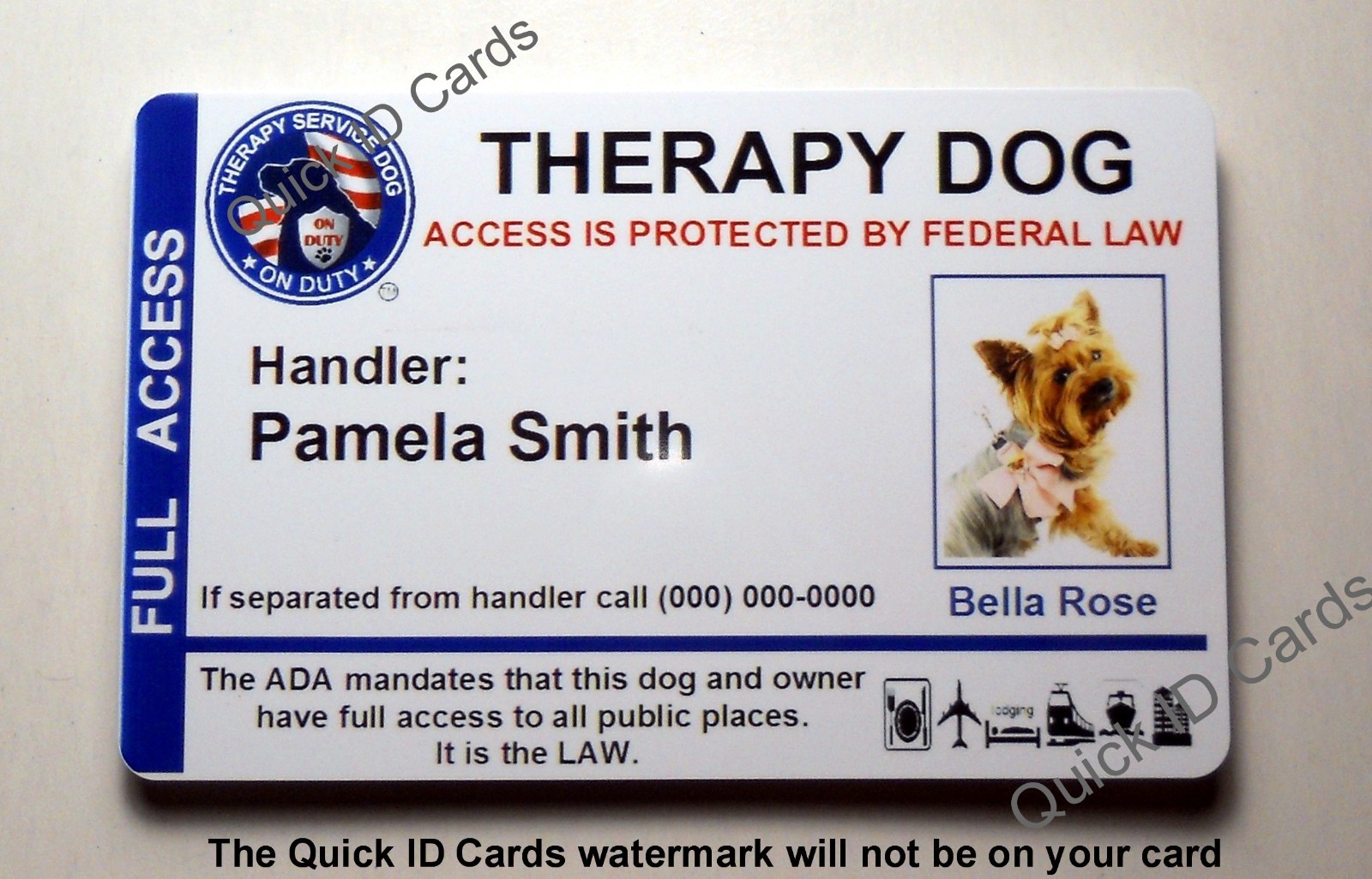 Therapy Dog ID Badge Service Dog ID Card ADA working Dog assistance pet tag 26