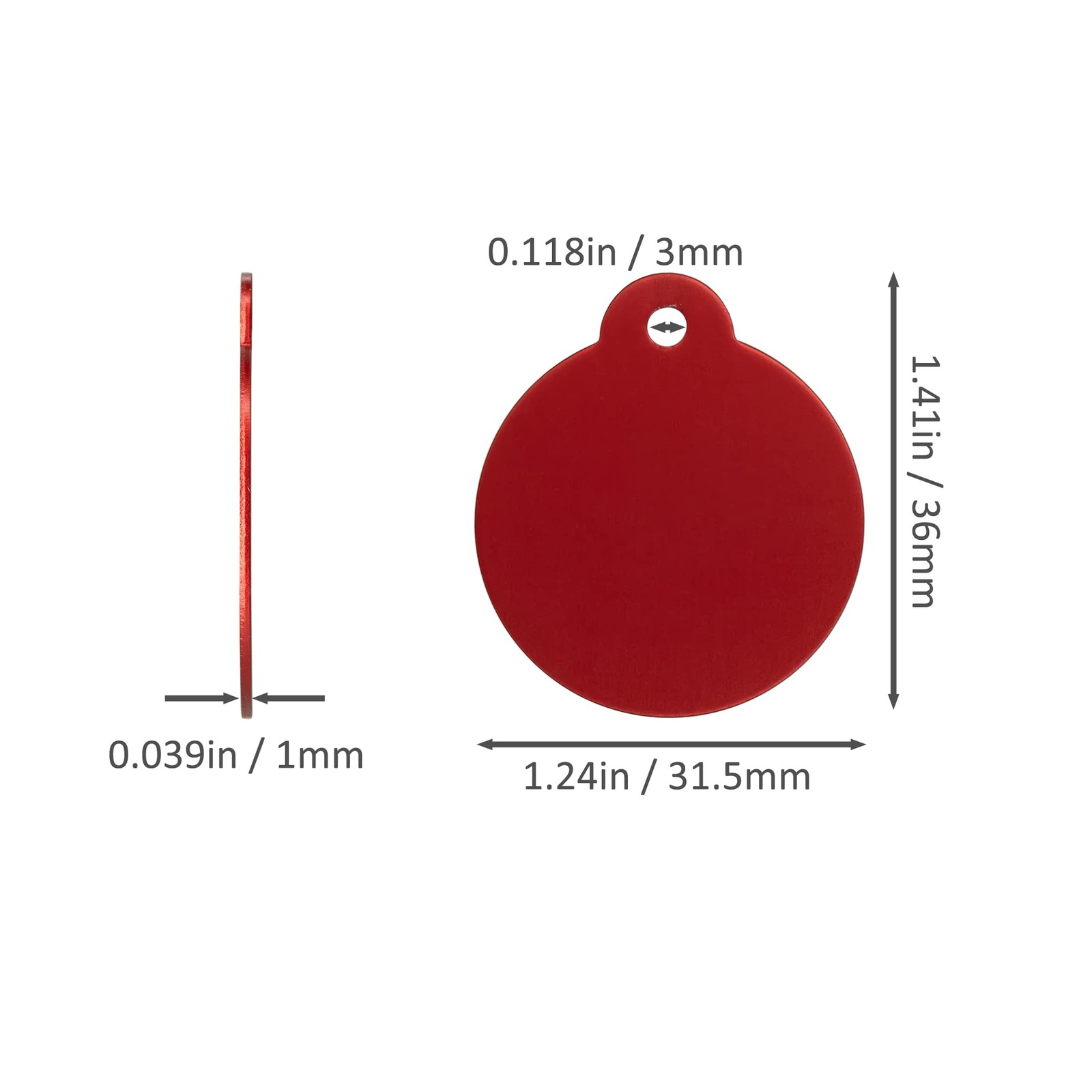 25 Pack Red Round Aluminum Laser Engraving Stamping Blanks Tags 1.24″ Gear