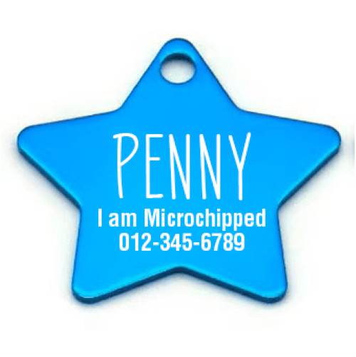 Custom Star Aluminum Pet ID Tag Engraved Placa Estrella Perro Gato 2 Sizes USA