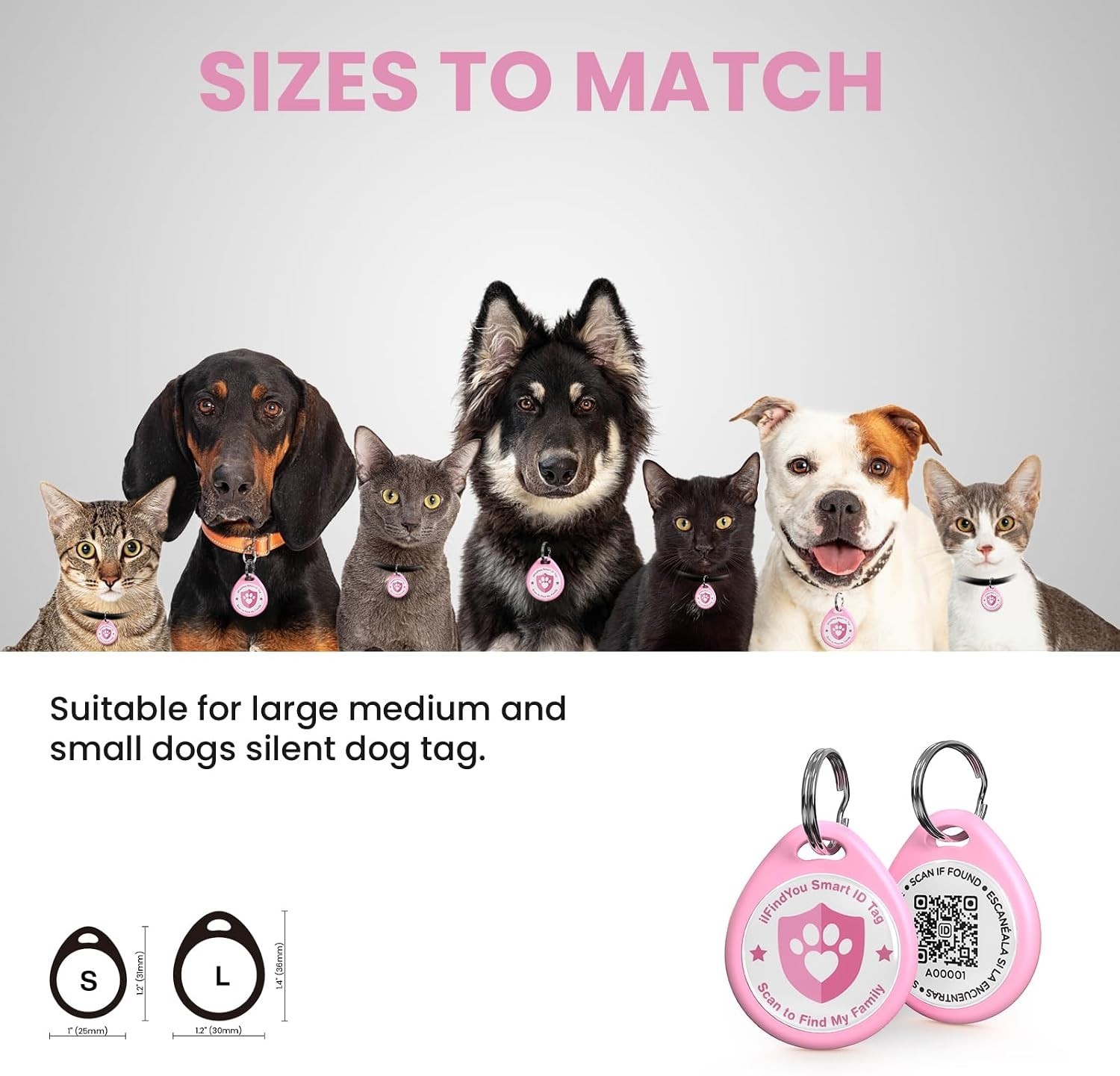 Dog Tags Personalized, QR Code Pet ID Tags for Dog Collar, Online Profile, Sc…