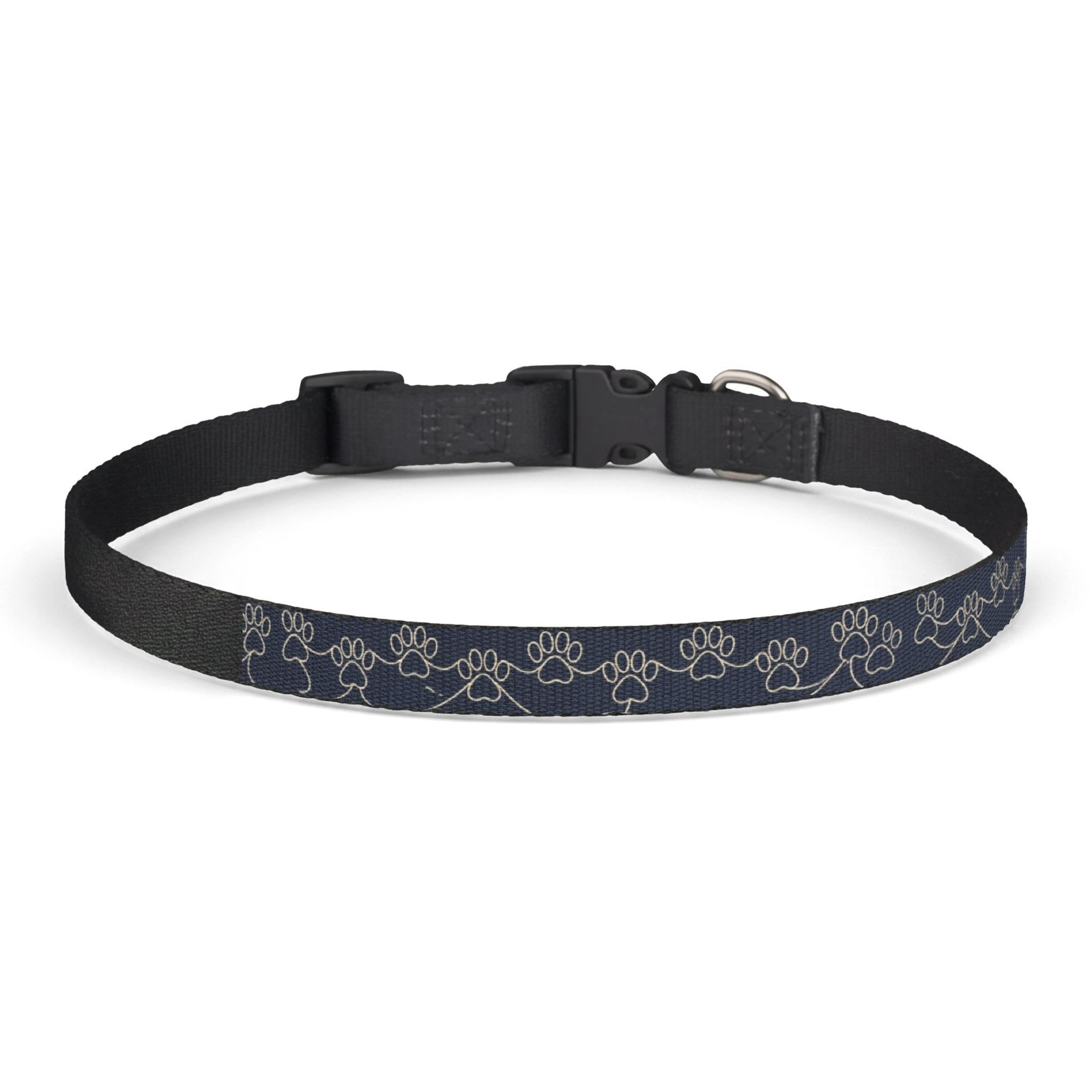 Navy Paw Print Adjustable Pet Collar | Customize pet collar