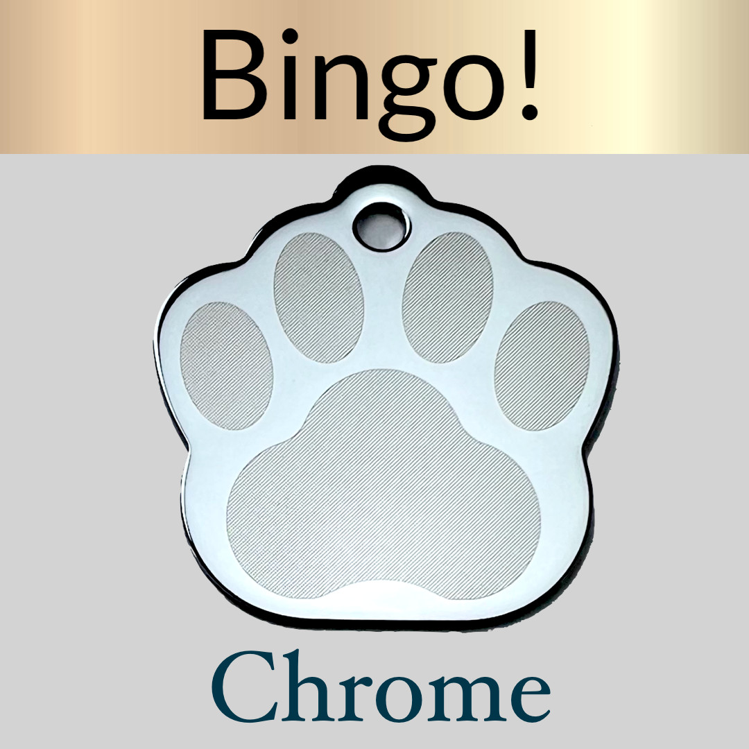 Custom Engraved Dog Tags Personalized Dog Collar Pet Tags Engraved ID CHROME PAW